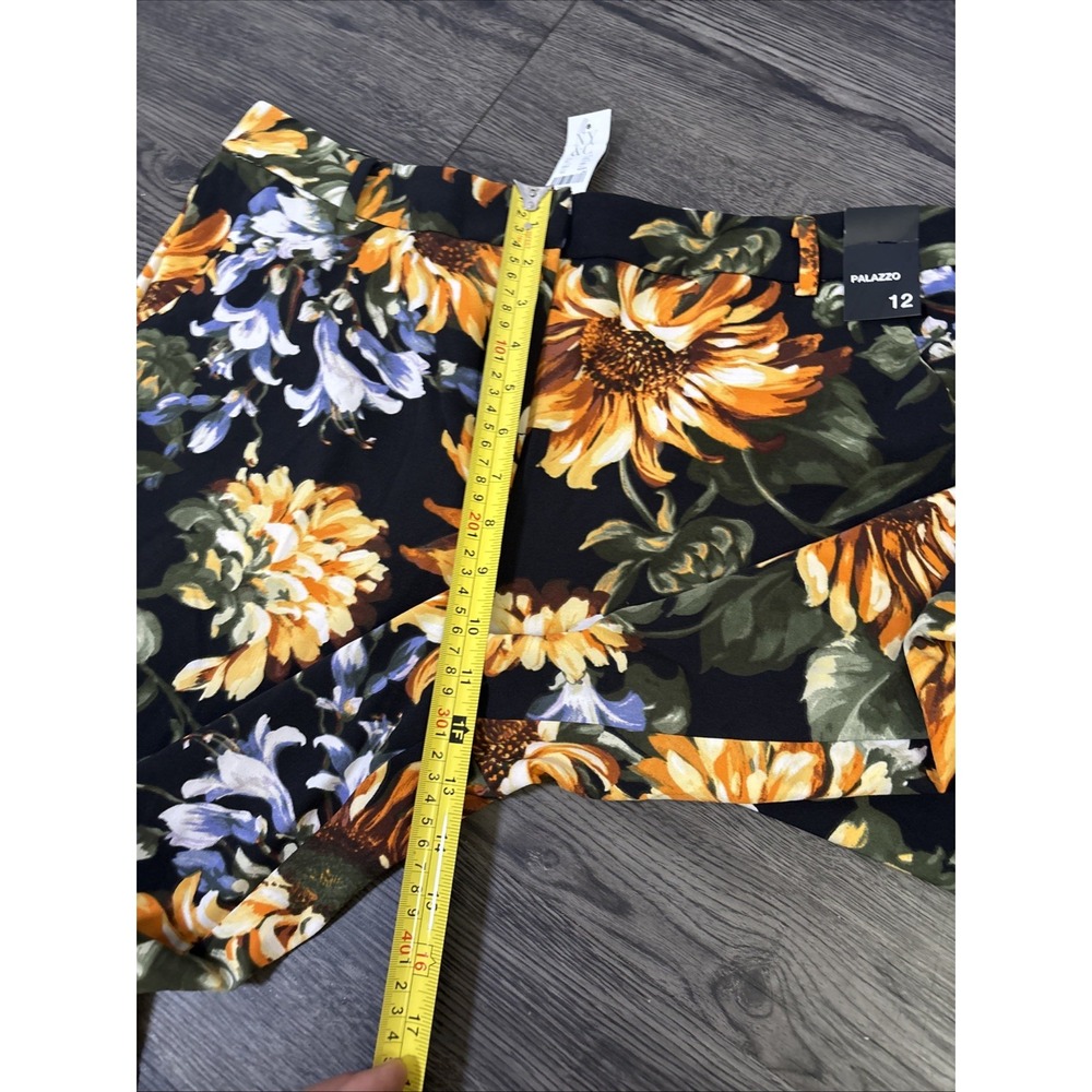 NWT NY&Co Women Size 12 Sunflower Floral Wide Leg Stretch Trousers Boho Summer - Picture 7 of 14